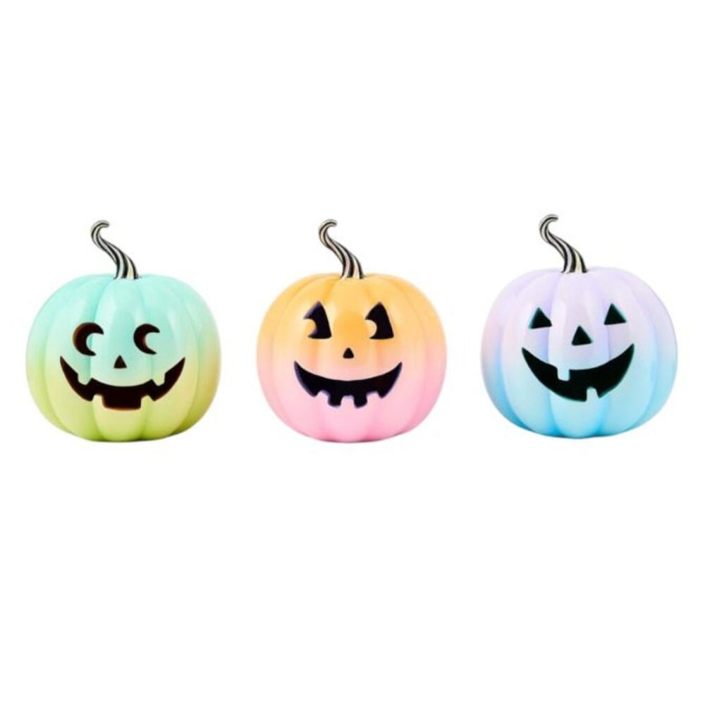 Brand New Mackenzie-Childs Trick or Treat Illuminate Jack O'Lanterns, Set of 3